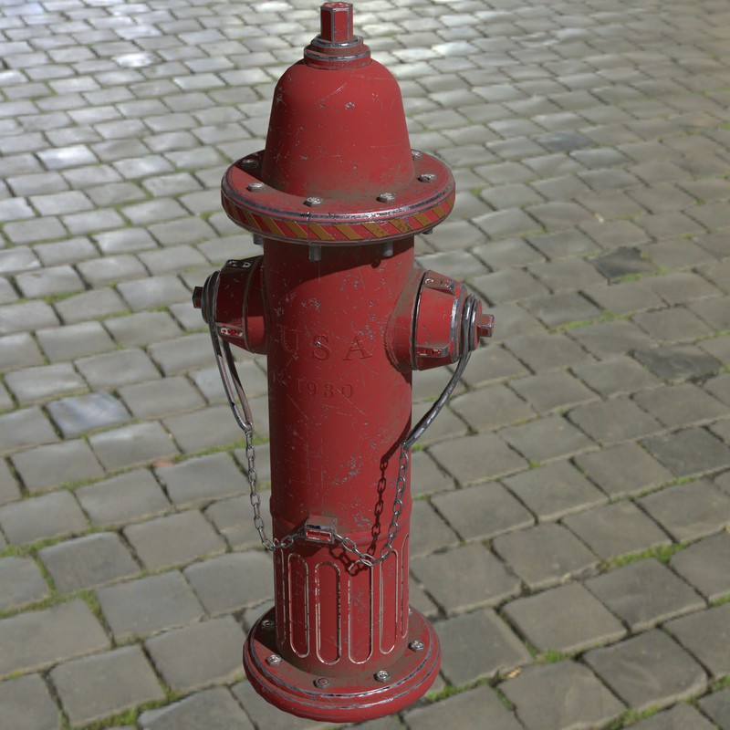Low Poly Fire Hydrant - 3 Texture Variants Pack