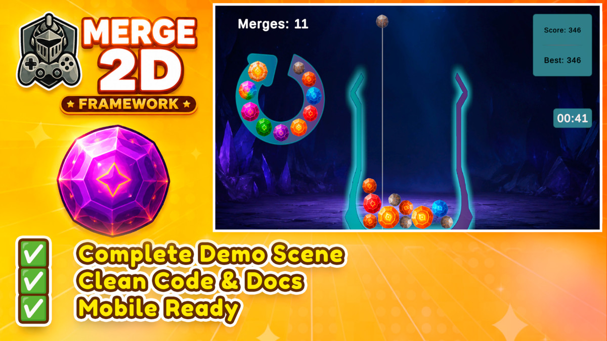 Merge 2D Framework – Drop Physics & Merge System