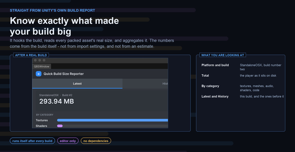 Quick Build Size Reporter