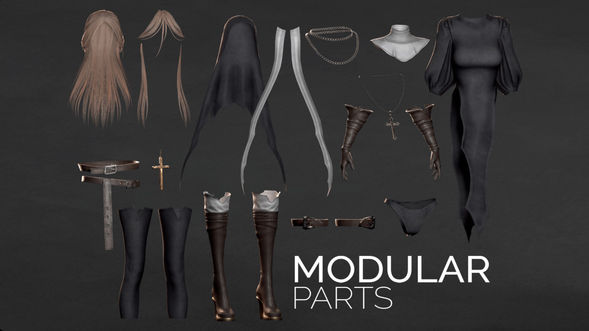 Dark Fantasy Female Modular Characters Pack