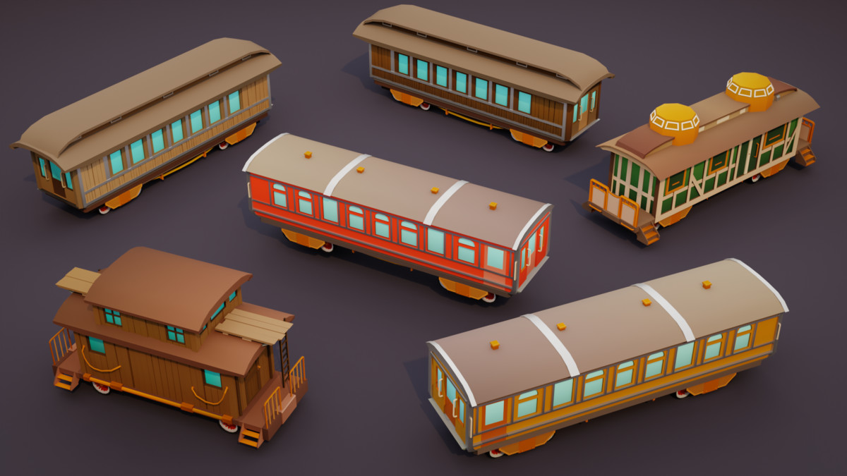 Low Poly Wild West Train Pack