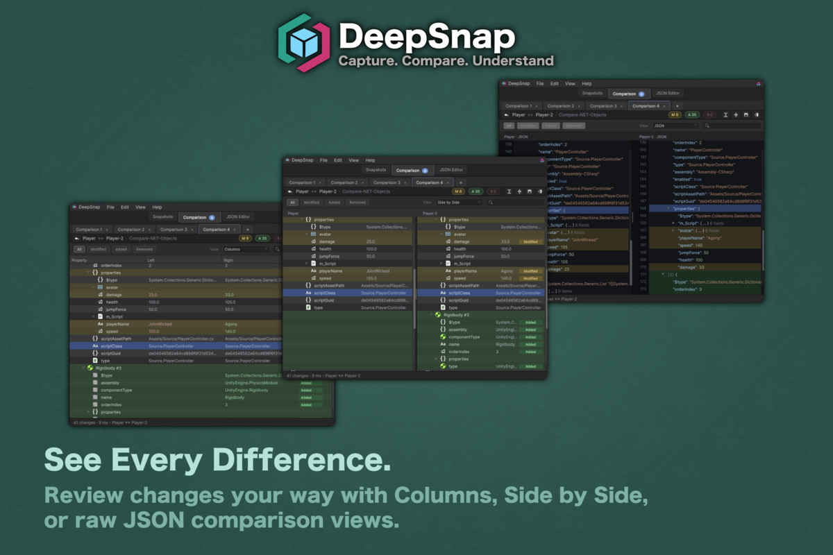 DeepSnap - Object Snapshot, State Comparison, JSON Editor