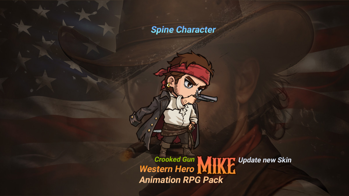 Cowboy_Crooked Gun_ Spine animation 2D Character