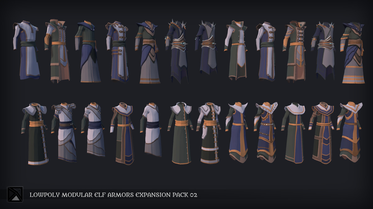 Lowpoly Elves Modular Armors Ex2 - MEDIEVAL FANTASY SERIES