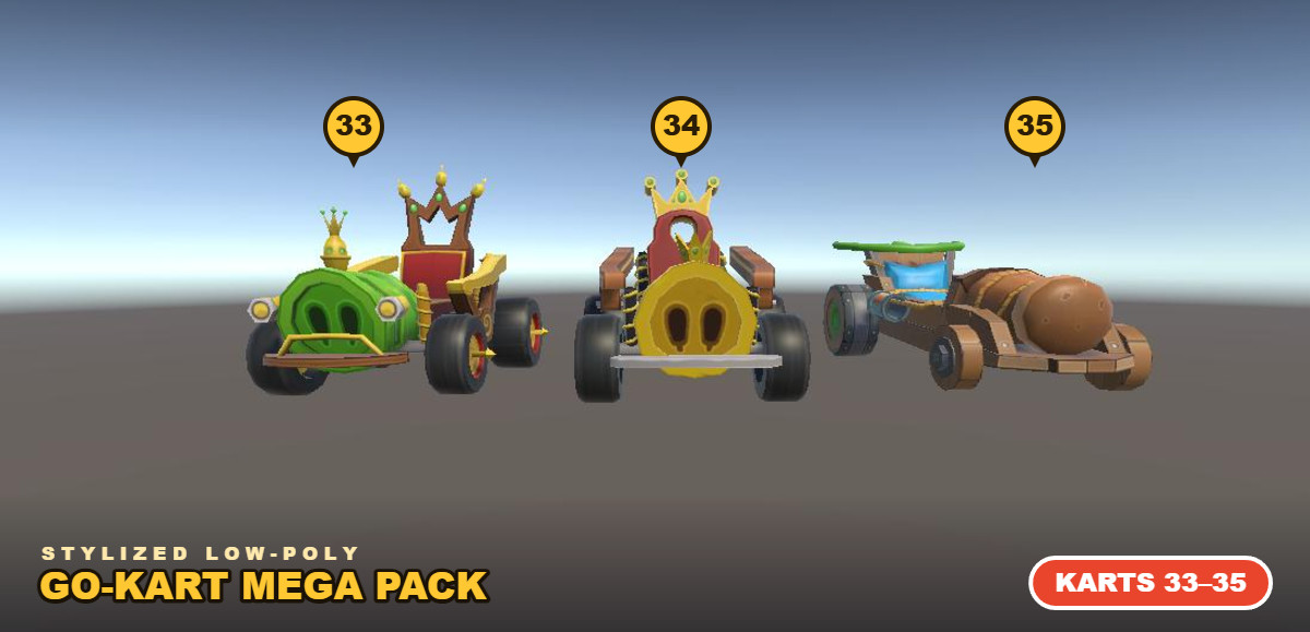 Stylized Low-Poly Go-Kart Mega Pack: 85+ 3D Vehicle Prefabs