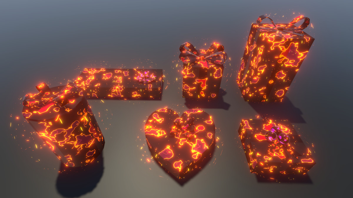 Gift Boxes with Magical Shader (Burn & Reveal)