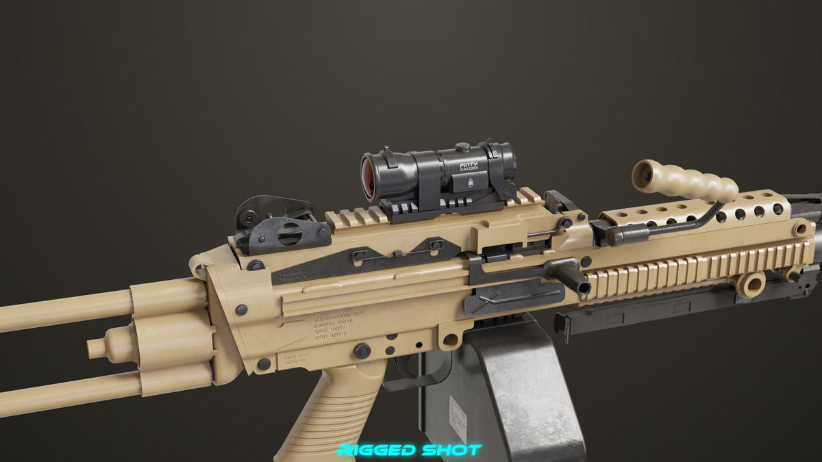 Machine Gun Sandal and Black Ammo Box URP HDRP Textures