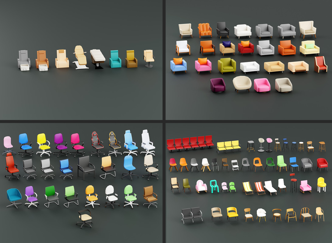 Interior 1 Low-poly 3D models Pack