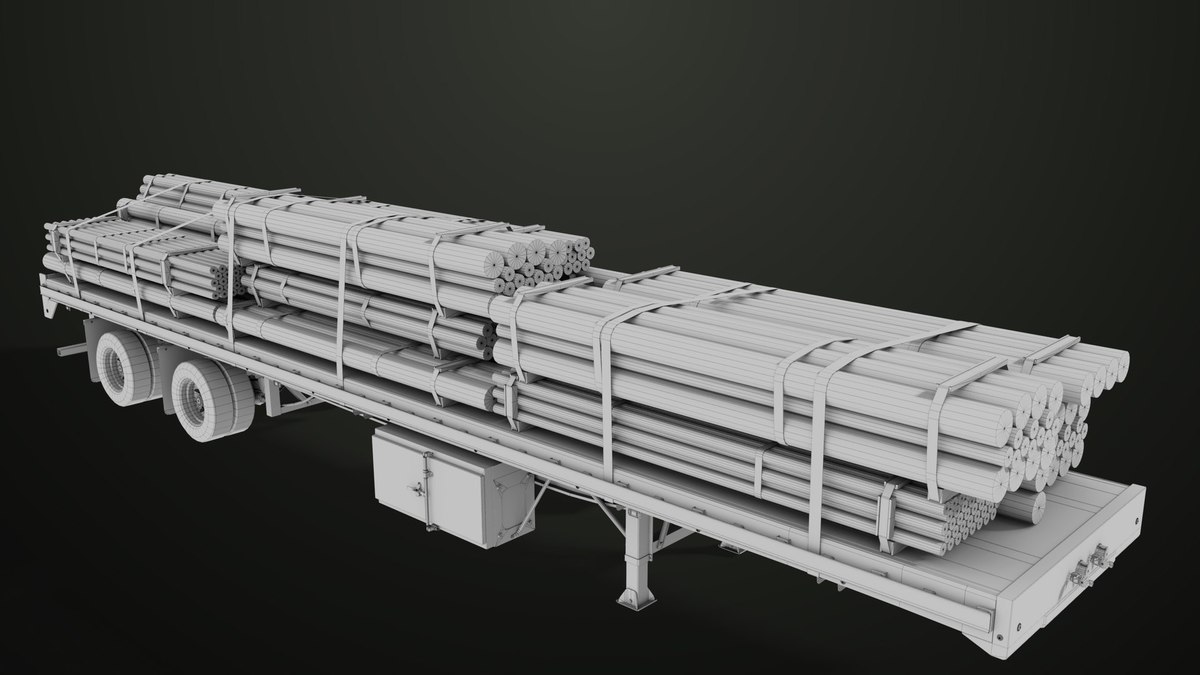 Flatbed Trailer with 7 Loads Single Mat URP HDRP Textures