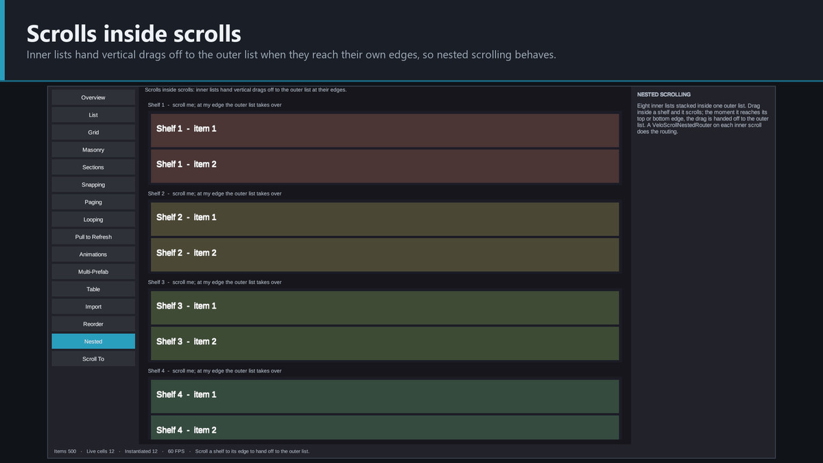 VeloScroll | Infinite Recycling ScrollView for uGUI