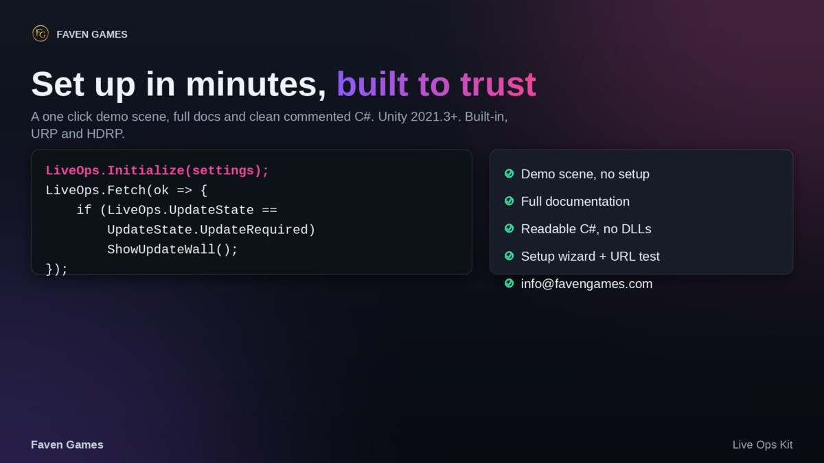 Remote Config & Live Ops Kit - Feature Flags, Force Update, A/B