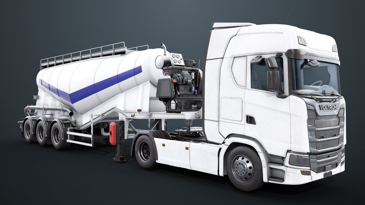 Chassis06 Cement Trailer 01 White URP HDRP Textures