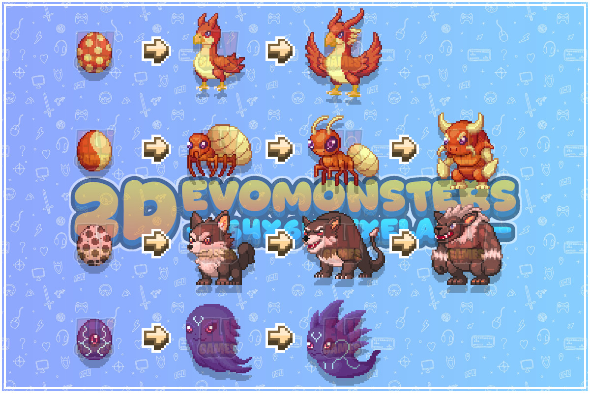 2D Pixel EvoMonsters Mega Pack