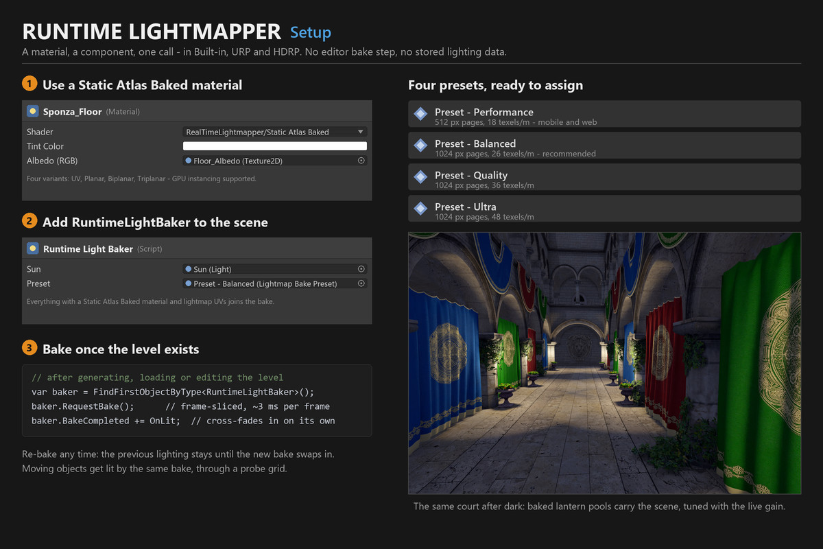 Runtime Lightmapper: Real Time Lightmap Baking with Shadows, AO & Lamps