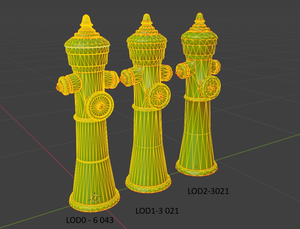 Rusty Fire Hydrant – Low Poly PBR with LODs (4 Variations)