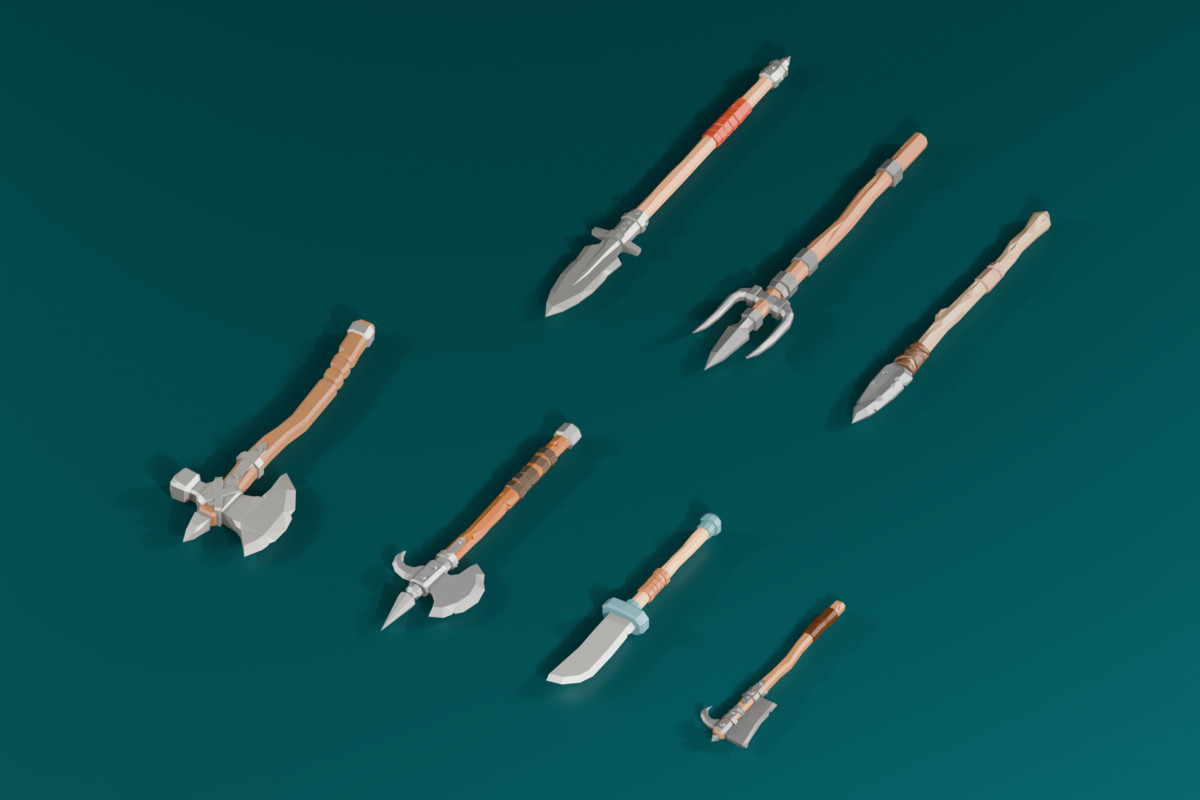 Low Poly Stylized Medieval Weapons & Shields