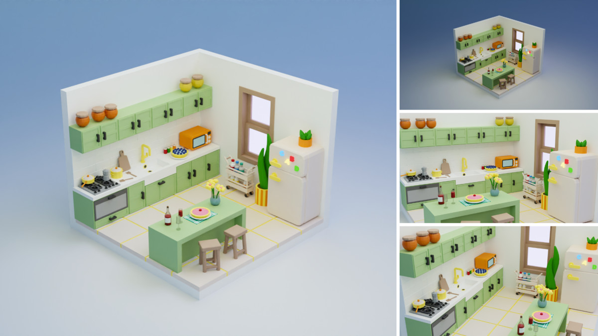 Low Poly Rooms Interiors 3 - Stylized Asset Pack