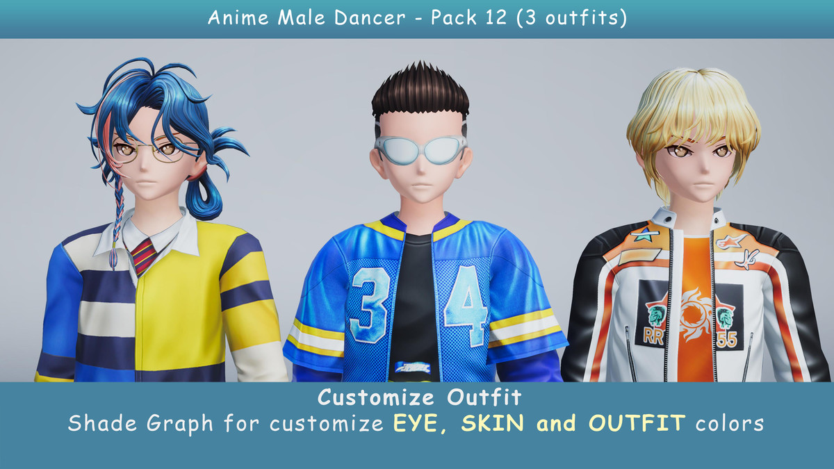 Anime Male Dancer - Pack 12 (3 outfits)
