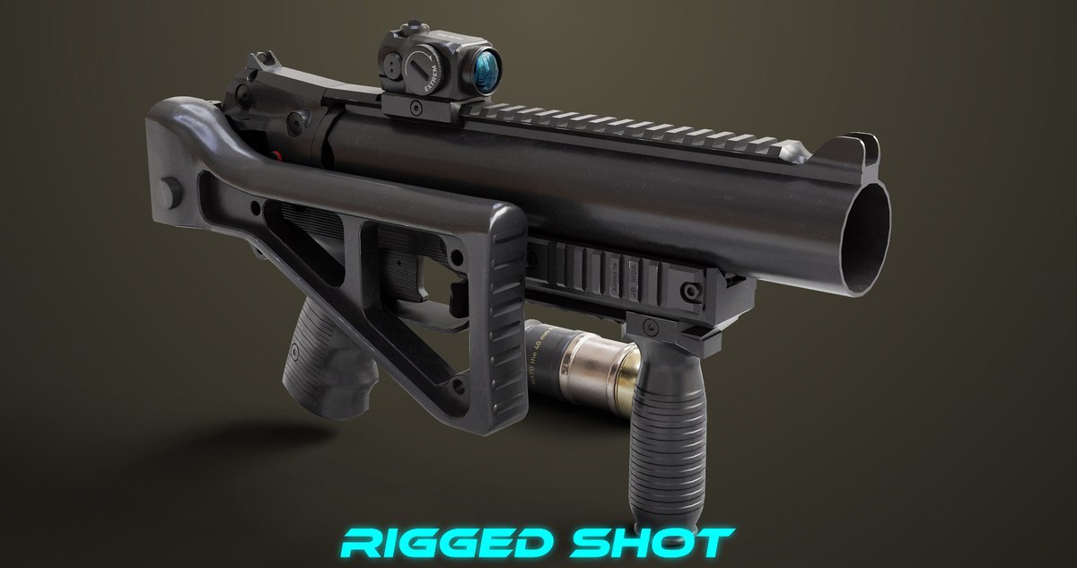 6 Grenade Launcher Black URP HDRP Textures