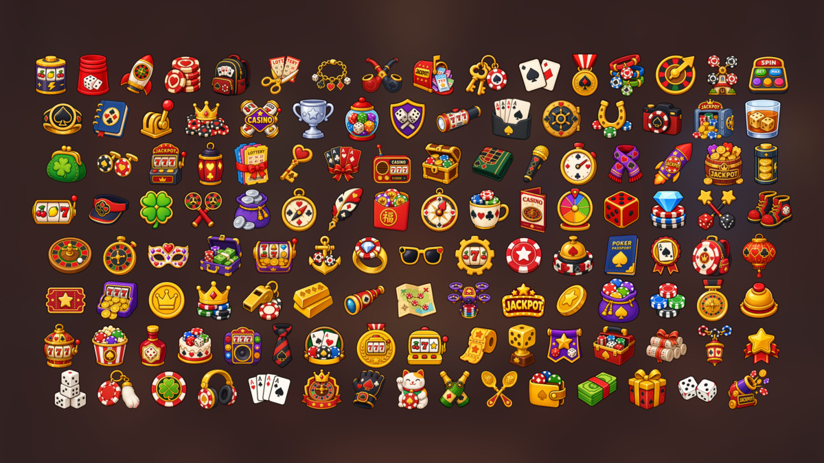 Casino Gambling Slots Poker Roulette Jackpot Rewards Icons Pack