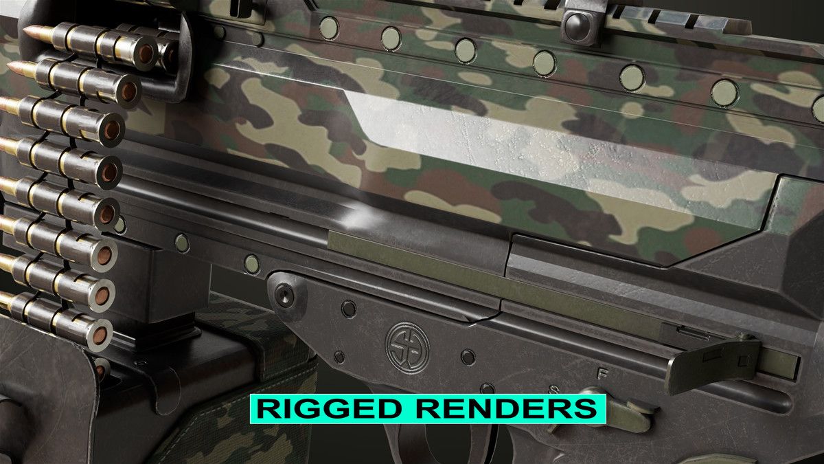 Machine Gun 14 Military Green URP HDRP Textures