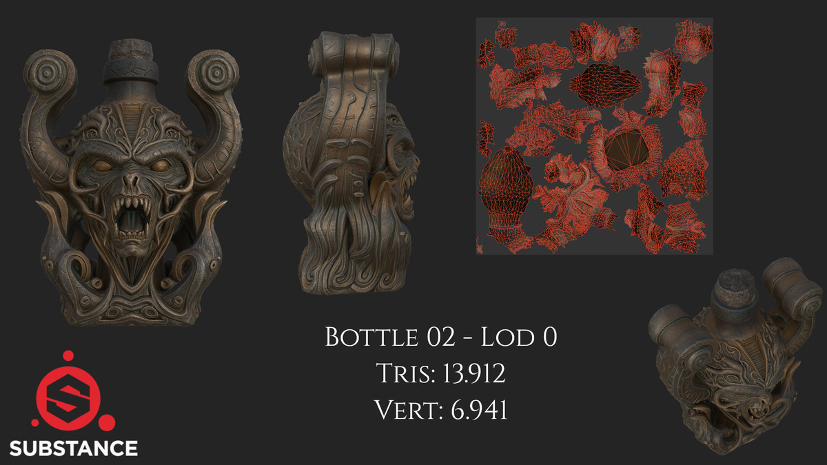 5 Dark Fantasy Alchemical Bottles / Flask / Vial