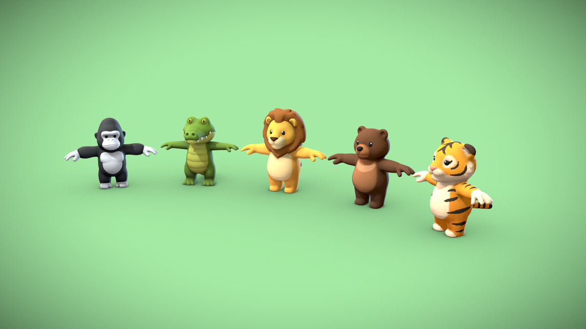 Cartoon Wild Animals - Lowpoly Stylized Animal Characters