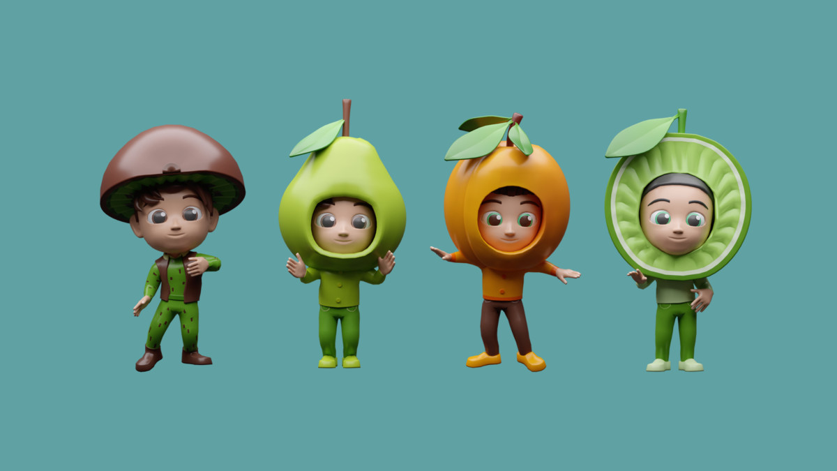 Cartoon kids 3 03 in fruit costumes