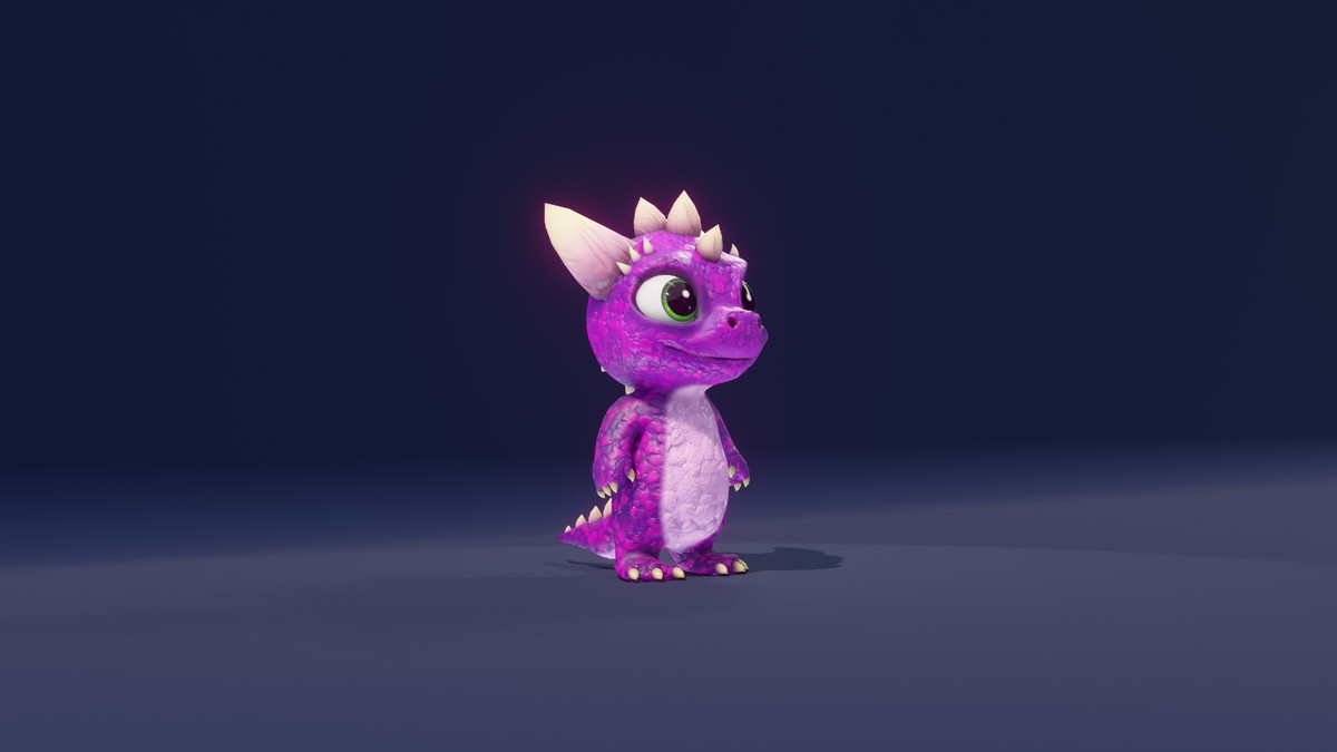 Cartoon Purple Dinosaur 3D Model – Animated Character