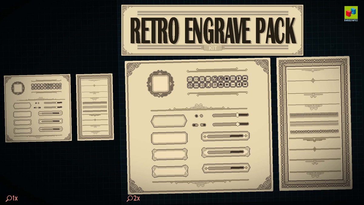 2D Retro Engrave UI/GUI Kit
