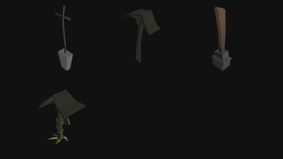 Low Poly Cemetery Grave Kit with LODs