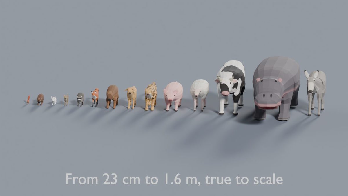 Animated Low Poly Animals Pack 2 | Fox, Cow, Cat, Pig & More | 112 Variants
