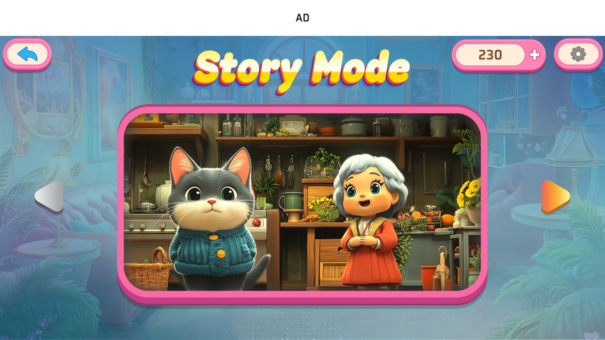 Cat Simulator Game UI Kit Kitty & Granny HUD, Menus, Buttons GUI Pack for Unity