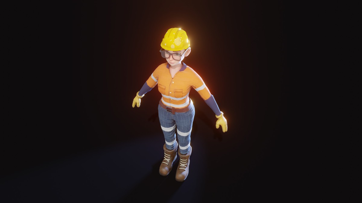 Stylized Female Worker 3D Model – Animated & Customizable (Game-Ready, Built-In)