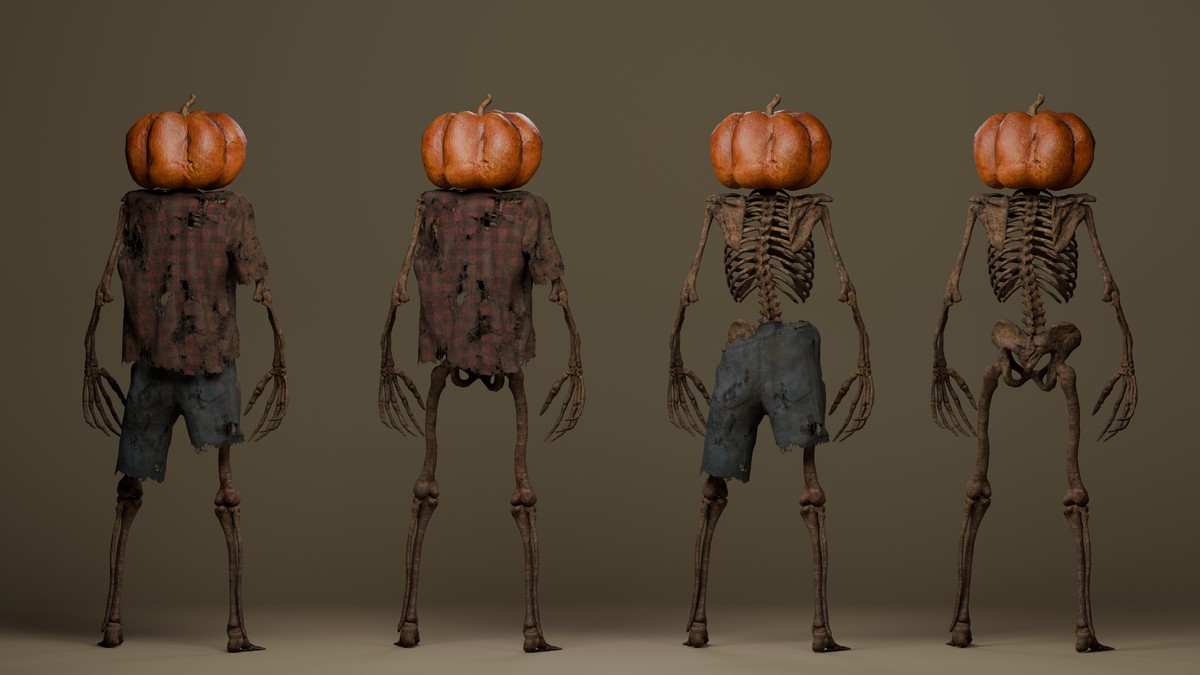 Scarecrow Pumpkin Halloween Skeleton