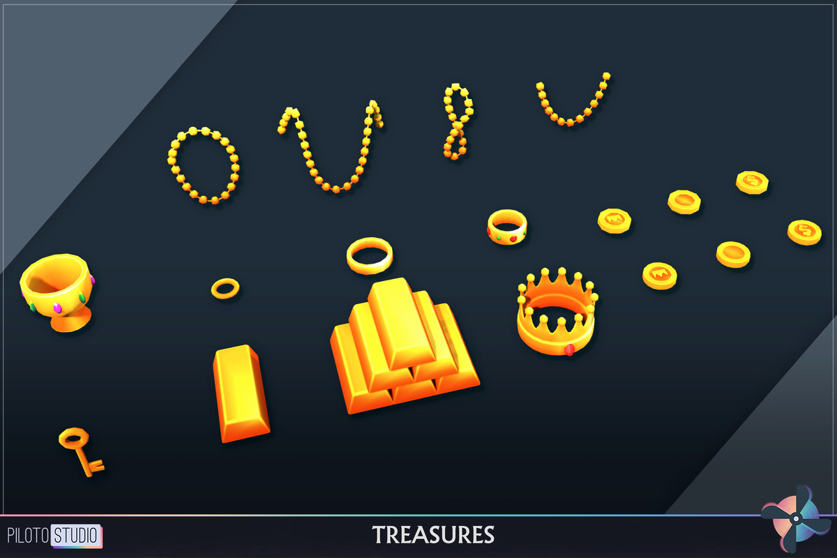 Cartoon Treasures Megapack - Chests, Crystals, Gold, Silver, Copper