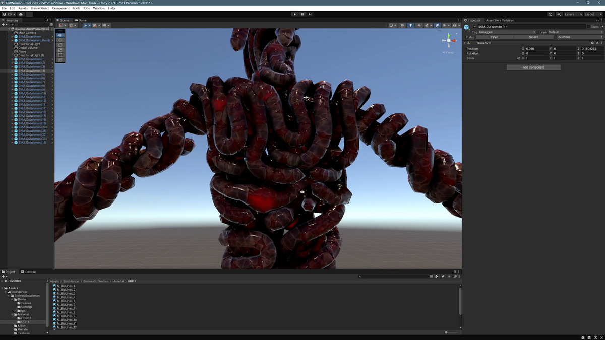 Bio Lines: Gut Woman, a Humanoid Character for horror games