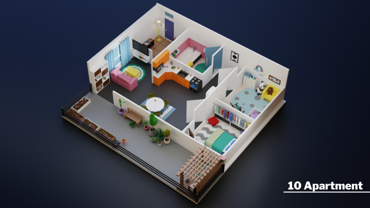 Low Poly Apartments Interiors Pack