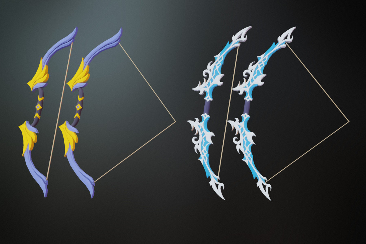 Low Poly Fantasy Bow Pack 25x Mobile/PC