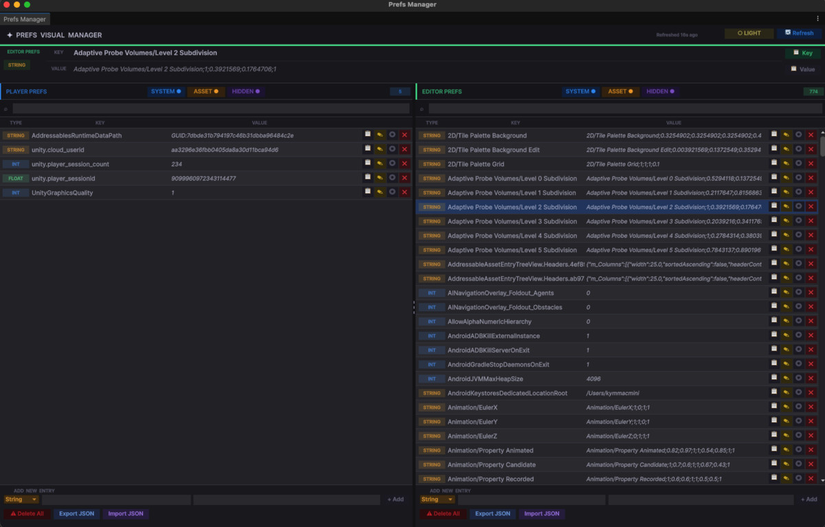 Prefs Visual Manager - PlayerPrefs, EditorPlayerPrefs