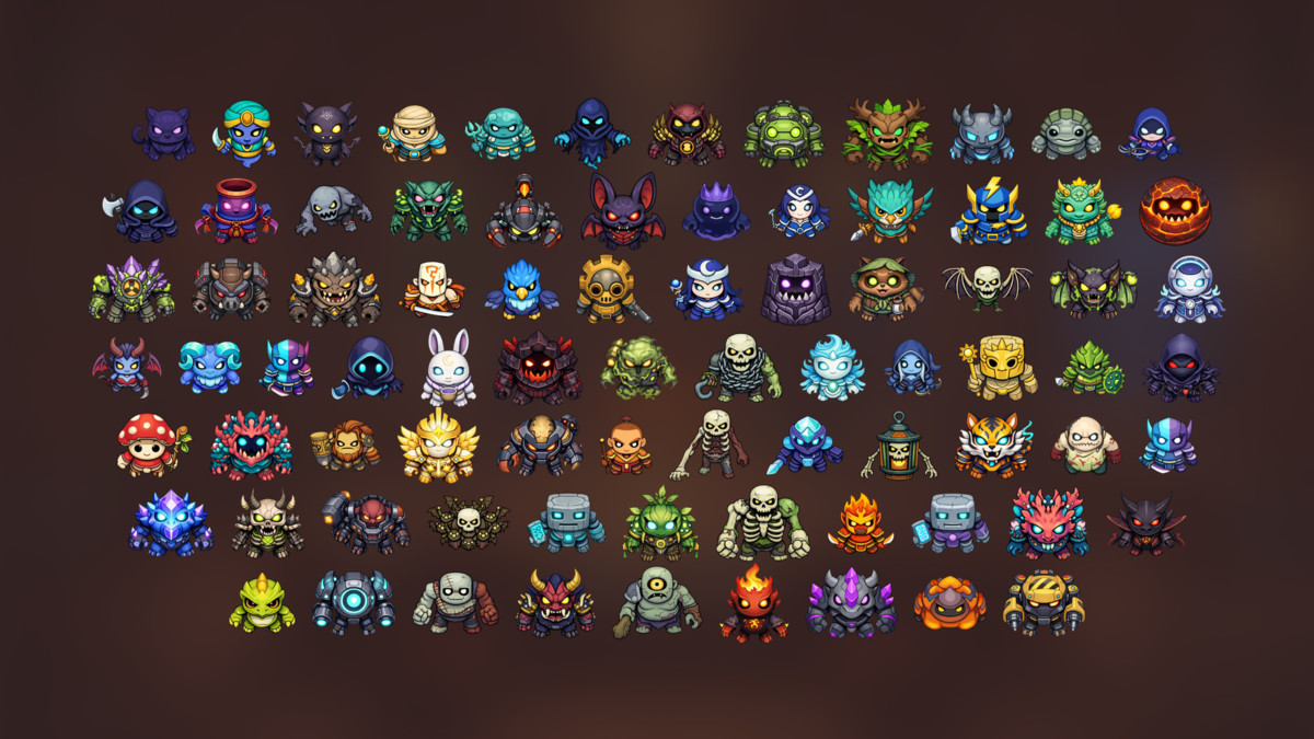Chibi Top Down Monster Boss and Creature Icons Pack for RPG Strategy Games