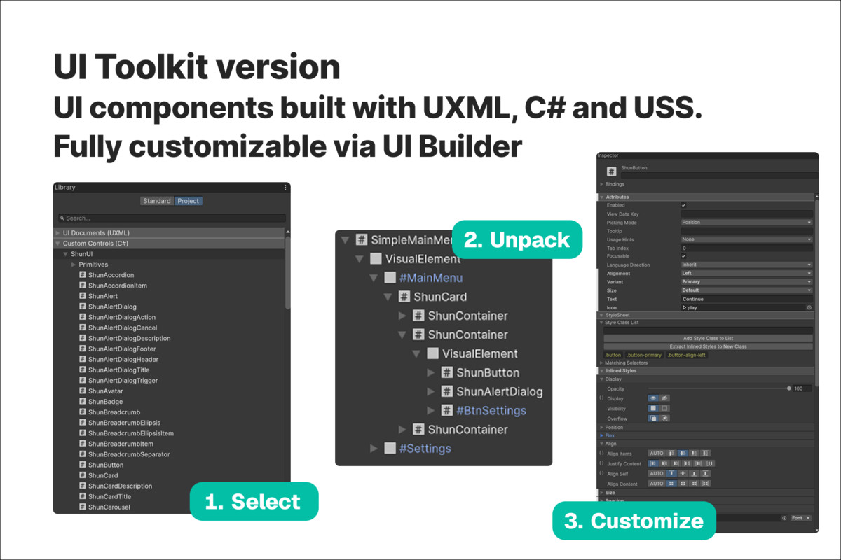 Shun UI (UI Toolkit version) - Shadcn-Inspired Components