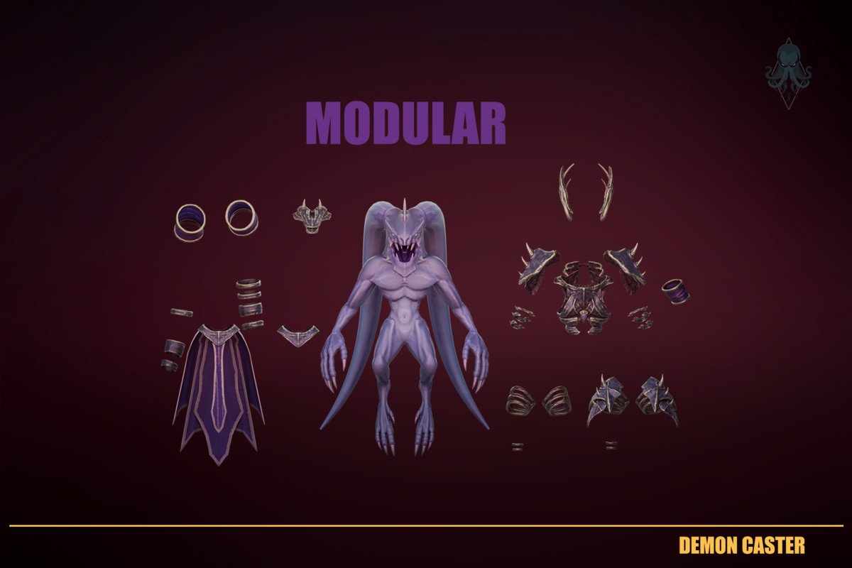 Stylized Modular Demon Caster Creature