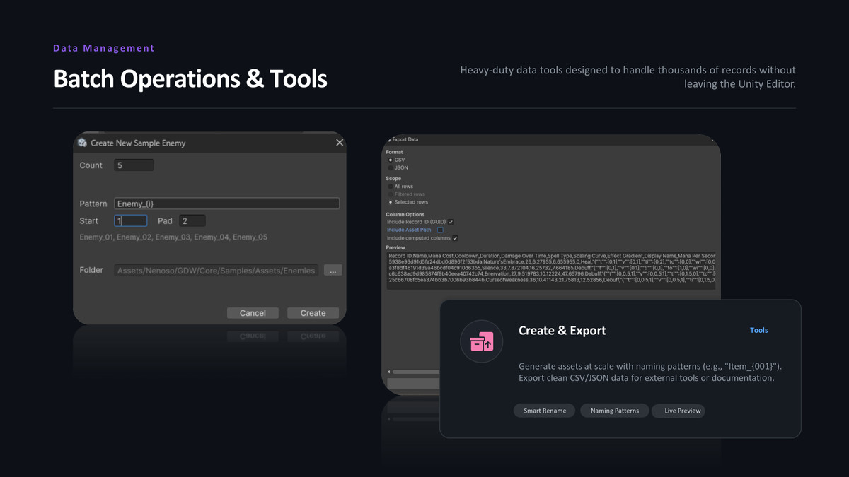 Game Data Workbench Core – Table-Based Data Editor for Unity