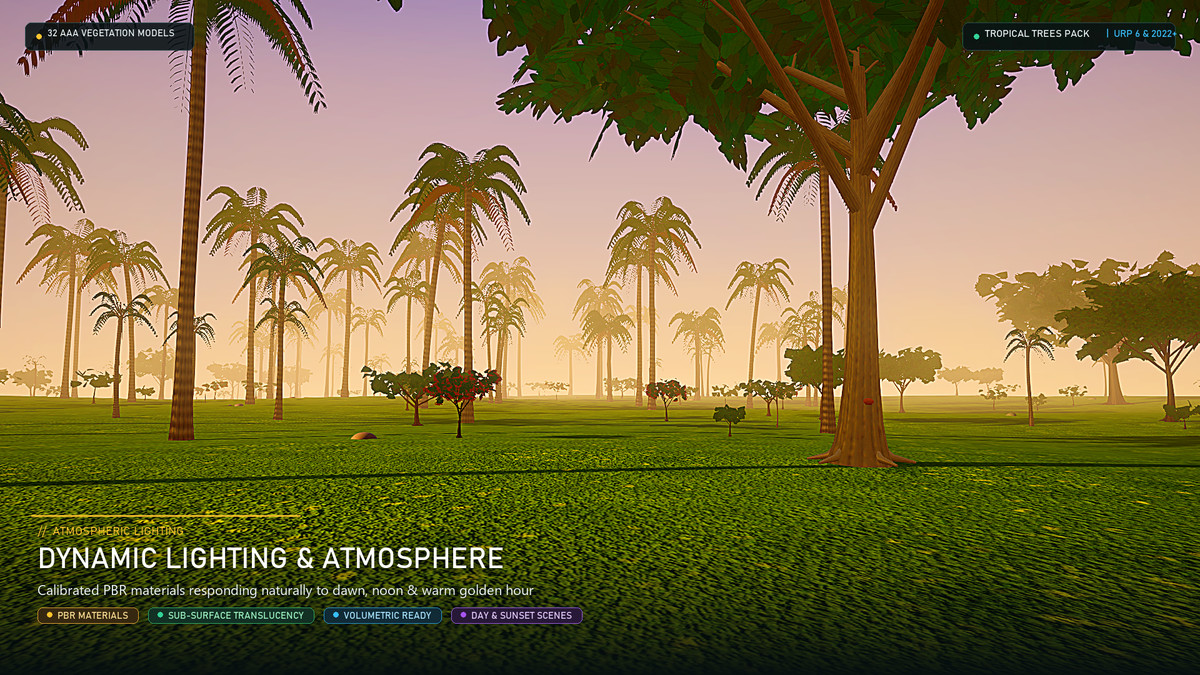 Tropical Grove - 32 Palm & Jungle Trees (LOD, URP)