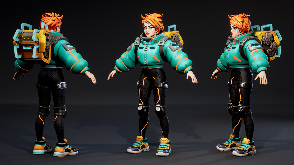 Volt Runner – Stylized Sci-Fi Female Character (3 Skins, Game Ready)