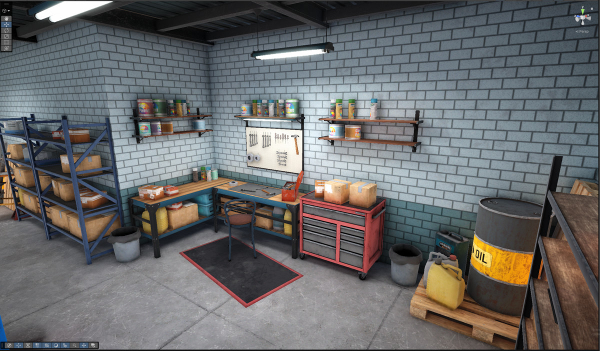 Garage-Autoservice Low-poly 3D models URP