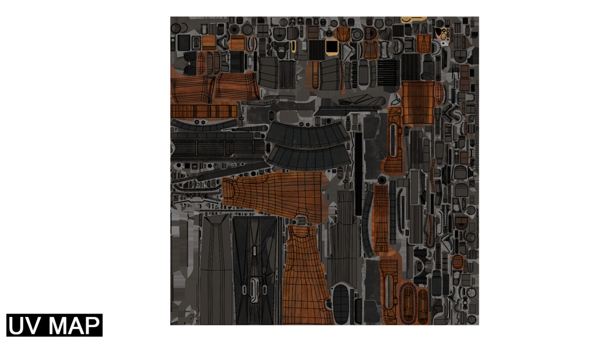 Light Machine Gun 10 Wood URP HDRP Texture