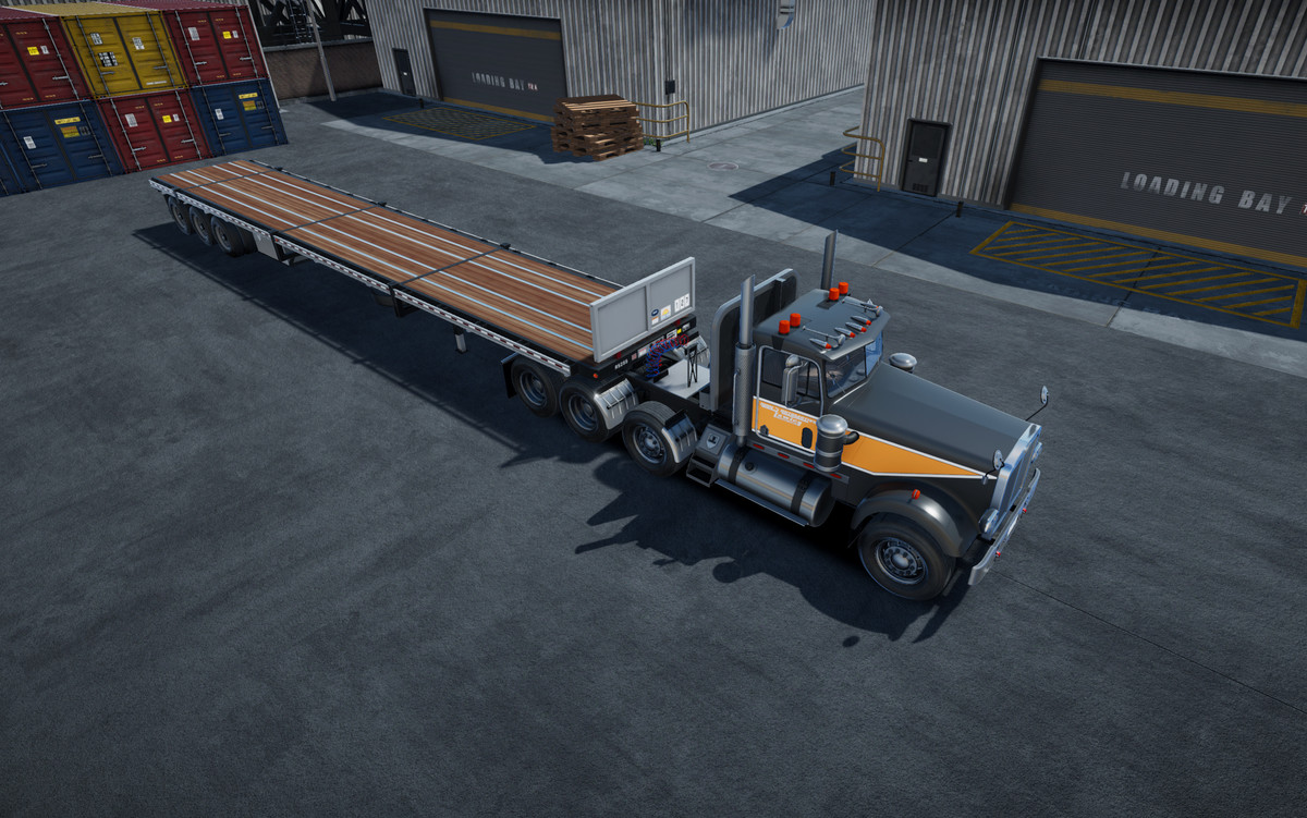 Semi truck flatbed trailer