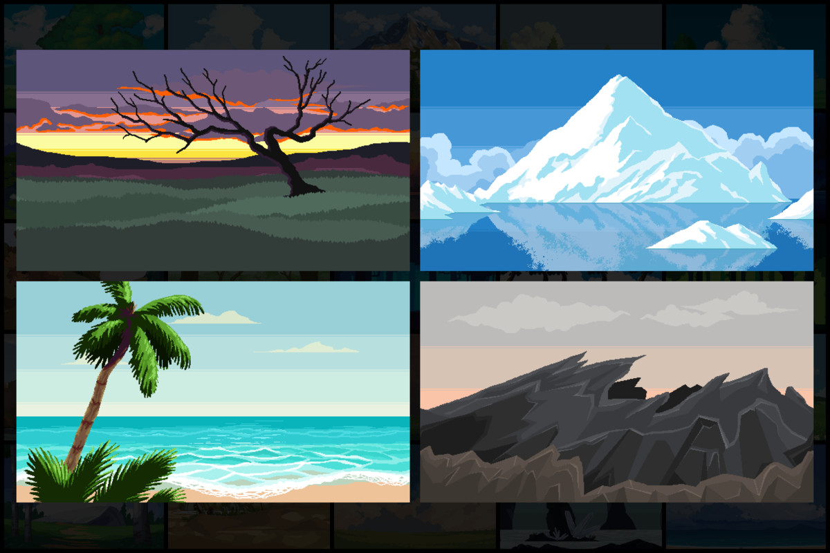 56 Nature Backgrounds Pixel Art